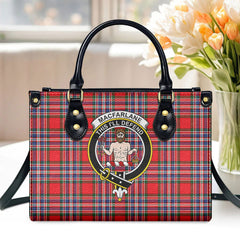 MacFarlane Modern Tartan Crest Leather Handbag