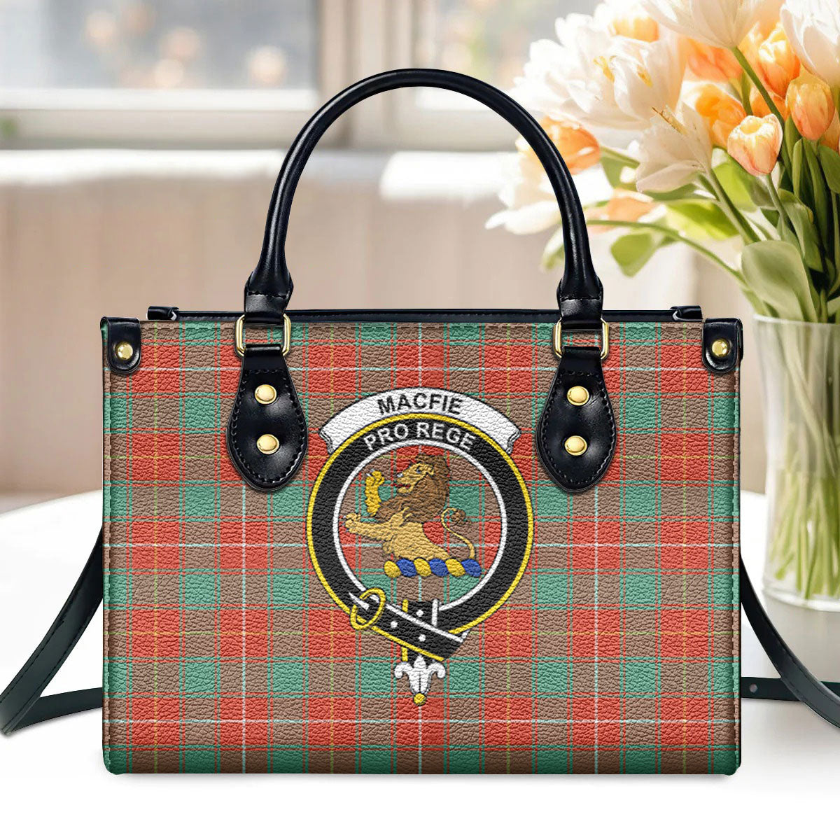 MacFie Ancient Tartan Crest Leather Handbag