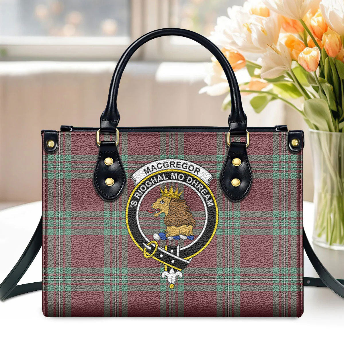 MacGregor Hunting Ancient Tartan Crest Leather Handbag