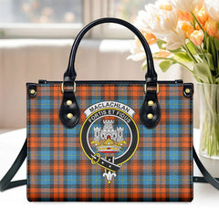 MacLachlan Ancient Tartan Crest Leather Handbag