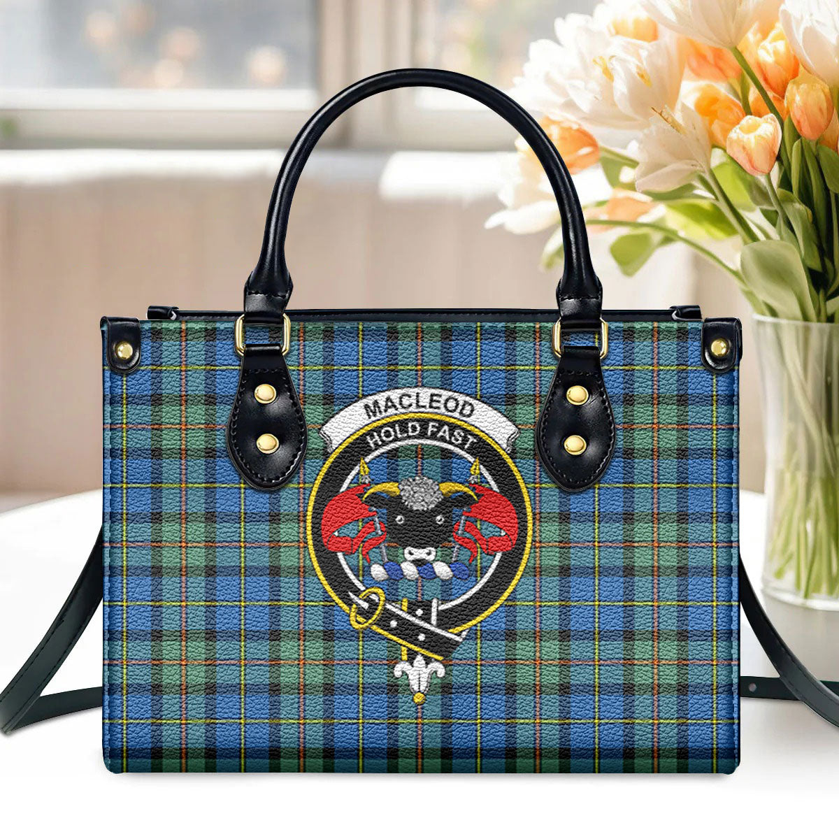 MacLeod of Harris Ancient Tartan Crest Leather Handbag