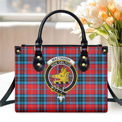 MacTavish Modern Tartan Crest Leather Handbag