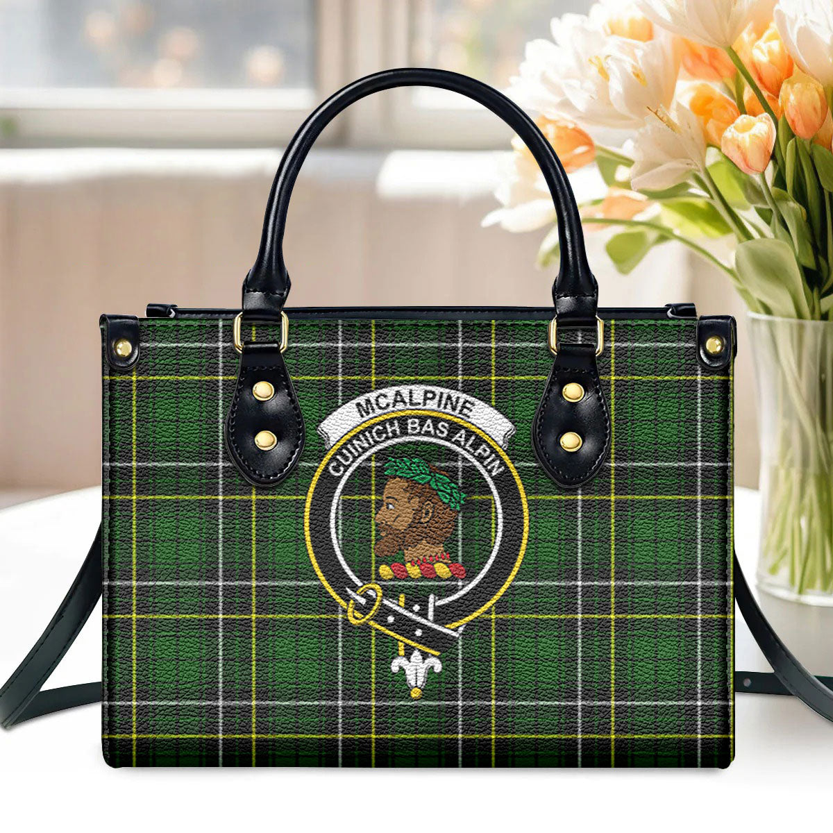 McAlpine Modern Tartan Crest Leather Handbag