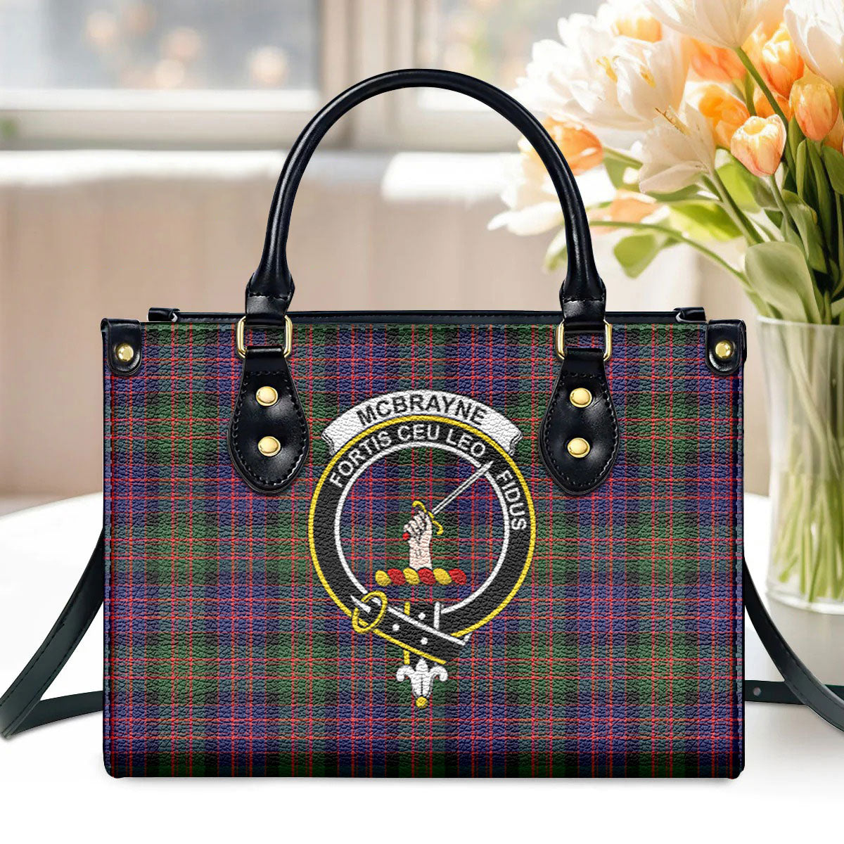 McBrayne Tartan Crest Leather Handbag