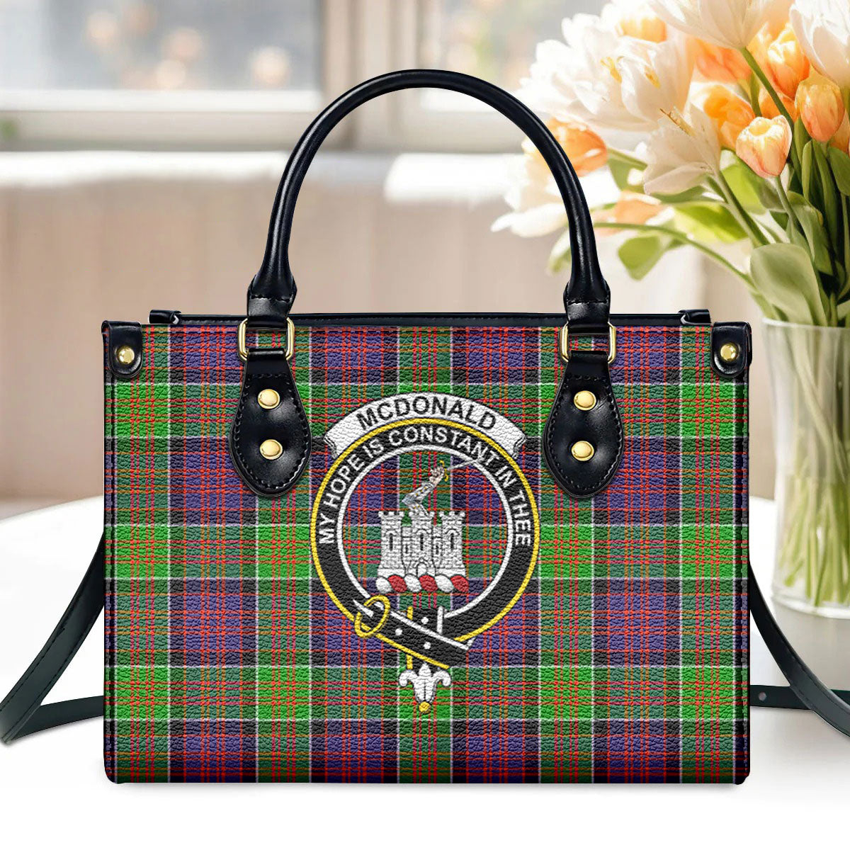 McDonald (Clan Ranald) Tartan Crest Leather Handbag