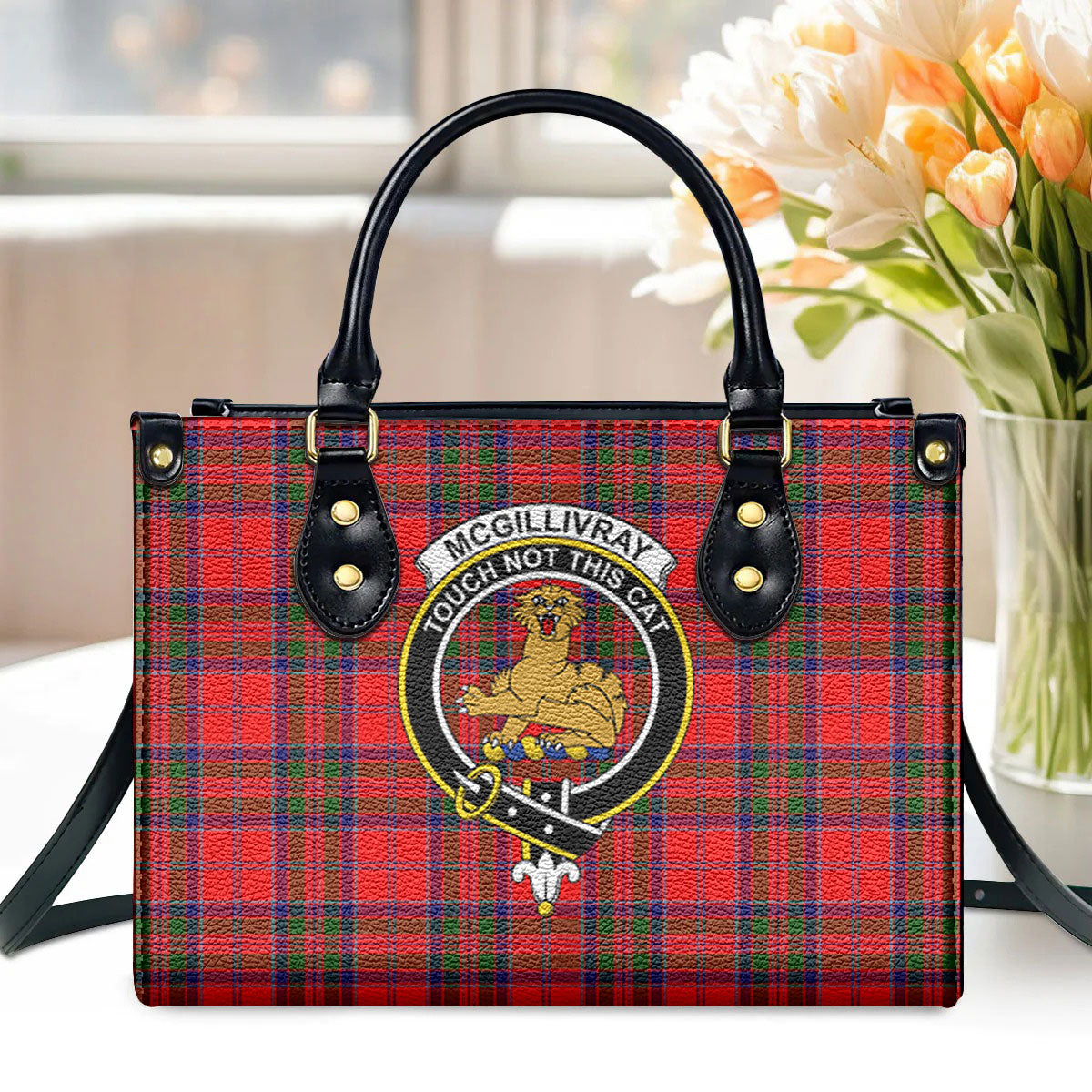 McGillivray Modern Tartan Crest Leather Handbag