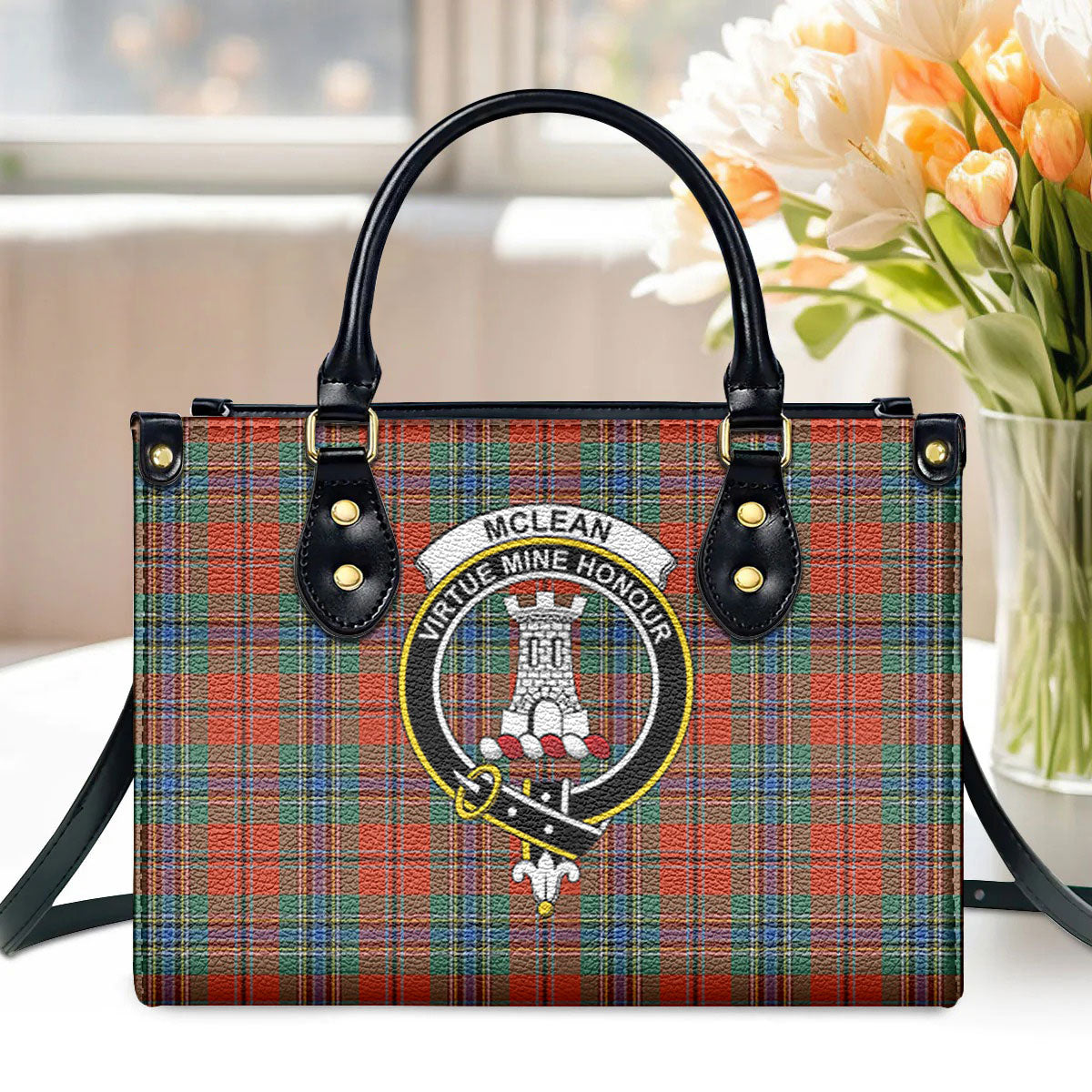 McLean of Duart Ancient Tartan Crest Leather Handbag