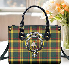 McMillan Old Modern Tartan Crest Leather Handbag