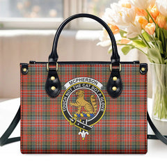 McPherson Weathered Tartan Crest Leather Handbag