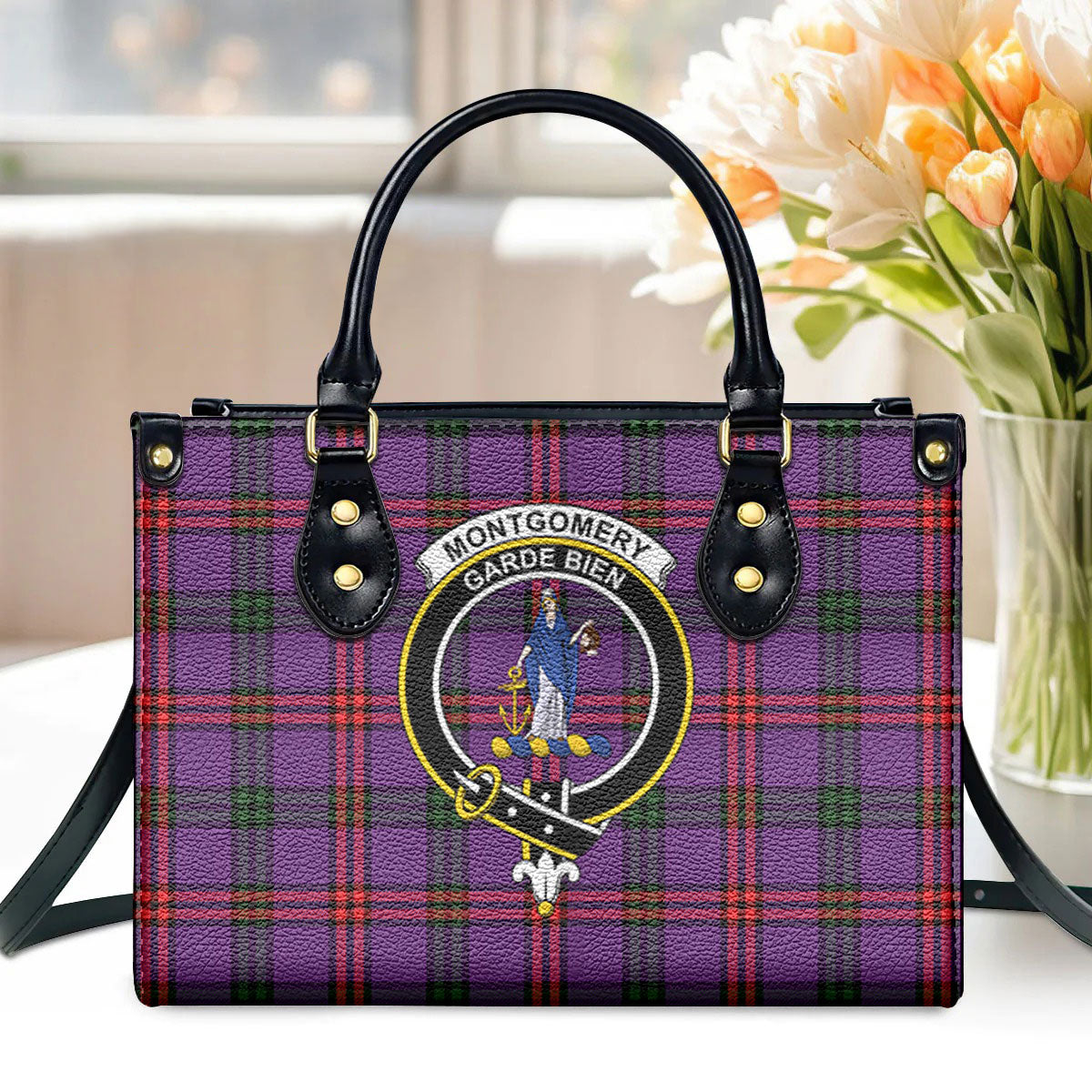 Montgomery Modern Tartan Crest Leather Handbag