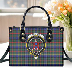 Ogilvie Hunting Modern Tartan Crest Leather Handbag