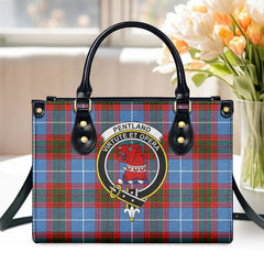 Pentland Tartan Crest Leather Handbag