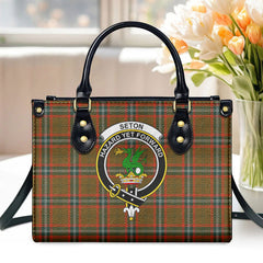 Seton Hunting Modern Tartan Crest Leather Handbag