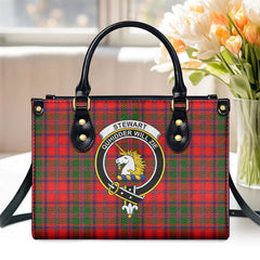 Stewart of Appin Modern Tartan Crest Leather Handbag