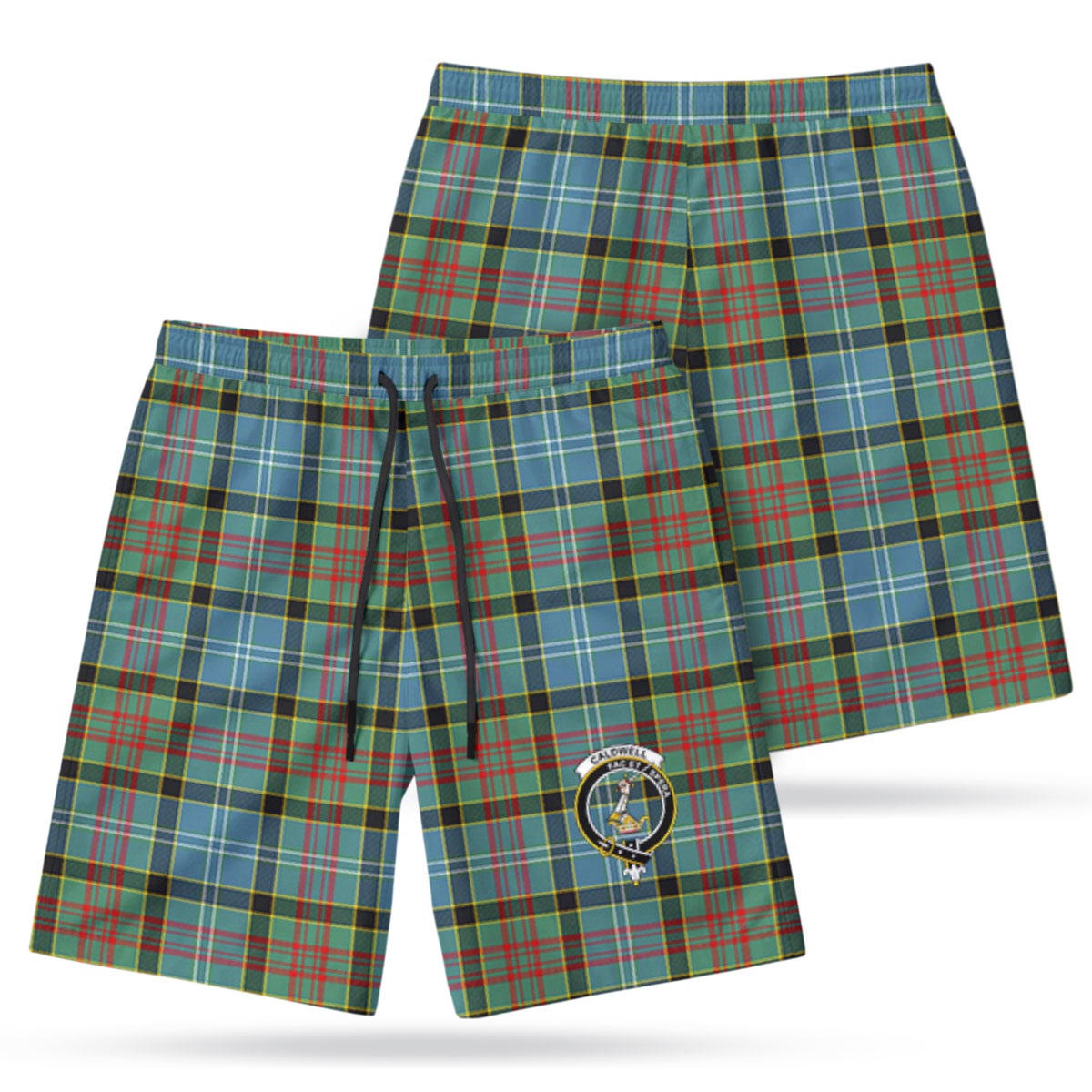 Caldwell Tartan Crest Men's Beach Shorts