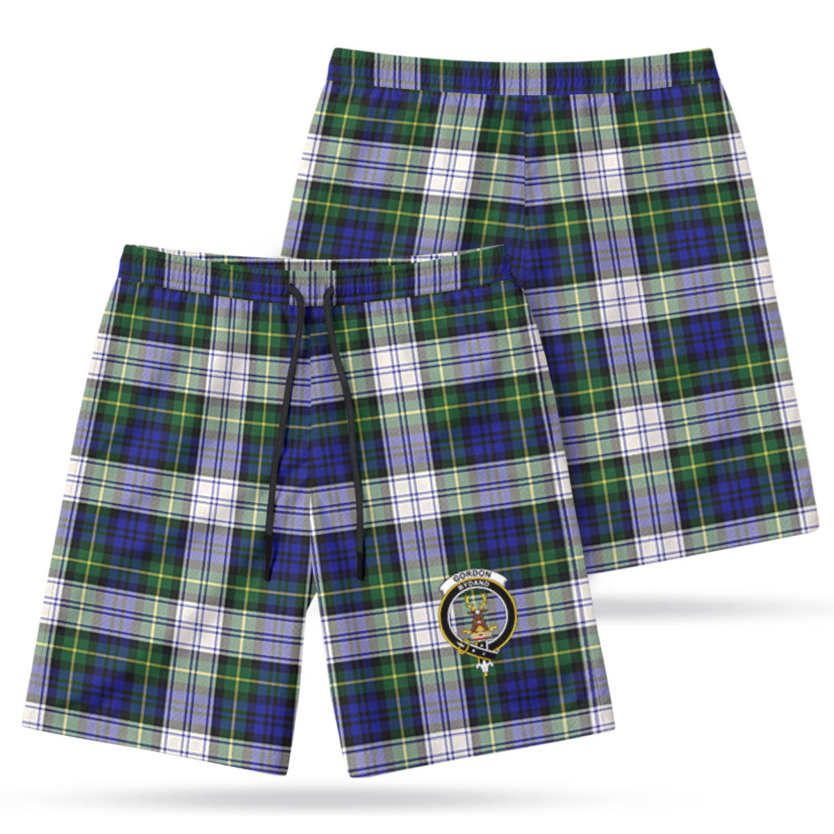 Gordon Dress Modern Tartan Crest Men's Beach Shorts