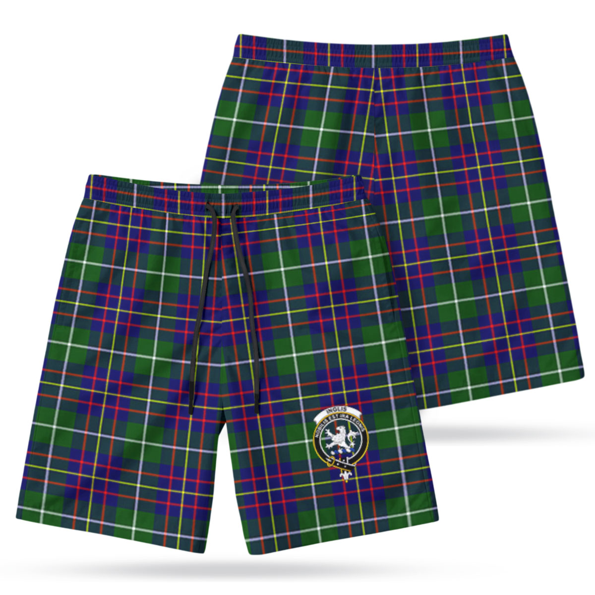 Inglis Modern Tartan Crest Men's Beach Shorts