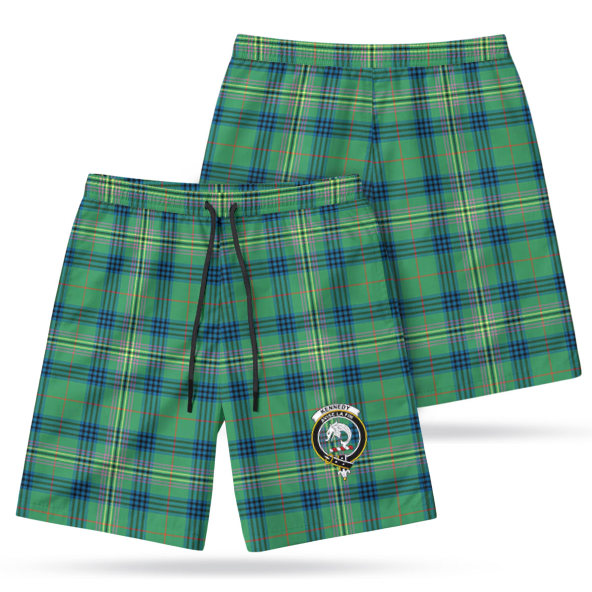 Kennedy Ancient Tartan Crest Men's Beach Shorts
