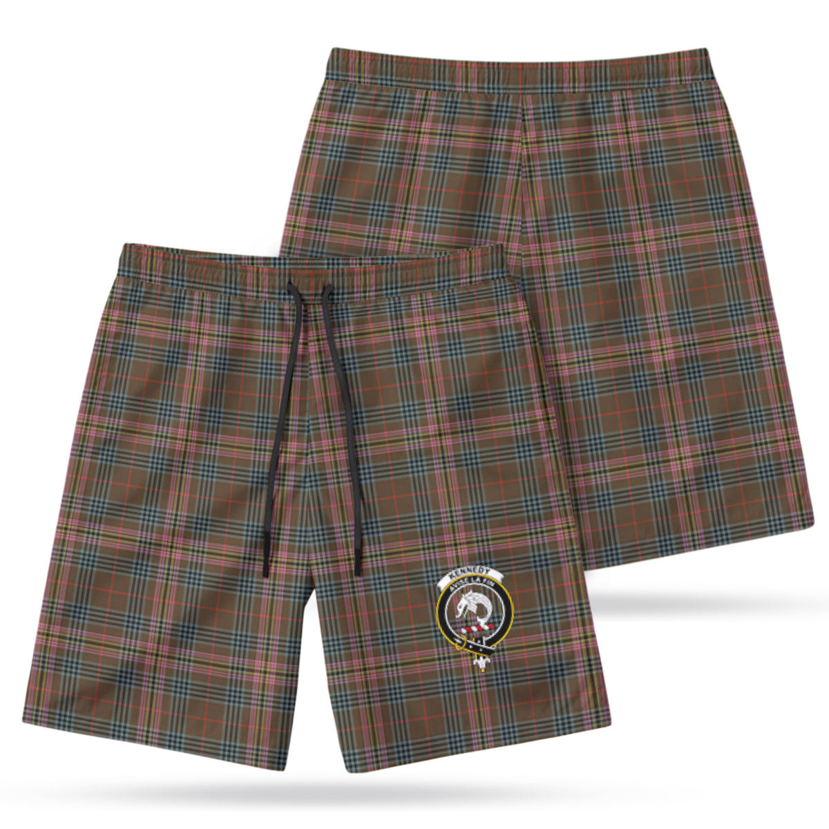 Kennedy Weathered Tartan Crest Men's Beach Shorts