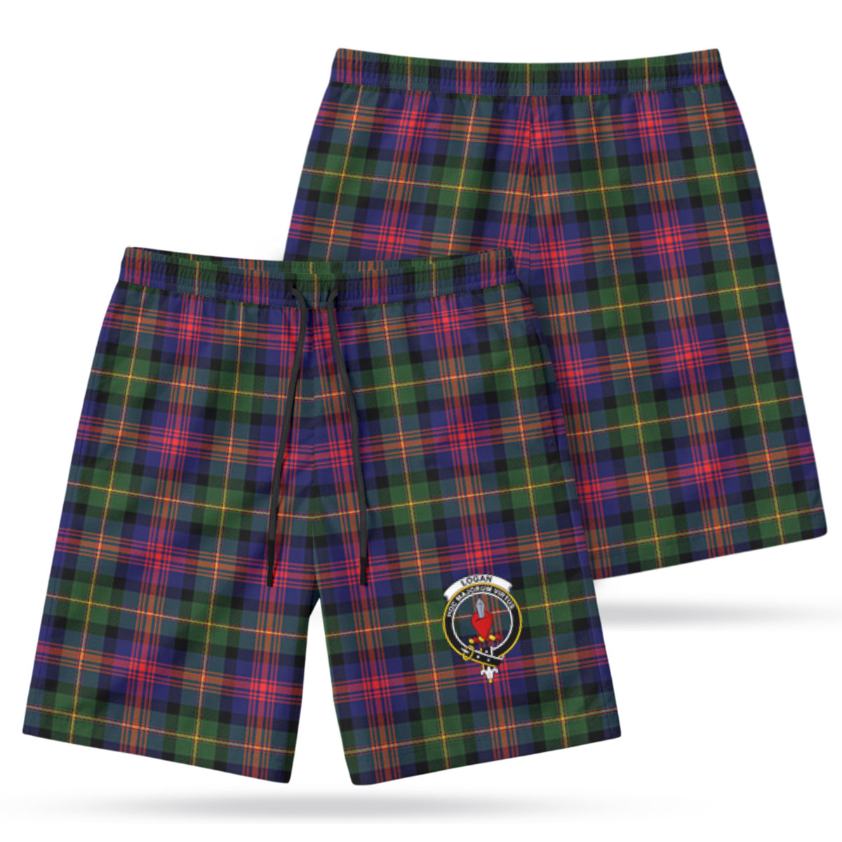 Logan Modern Tartan Crest Men's Beach Shorts