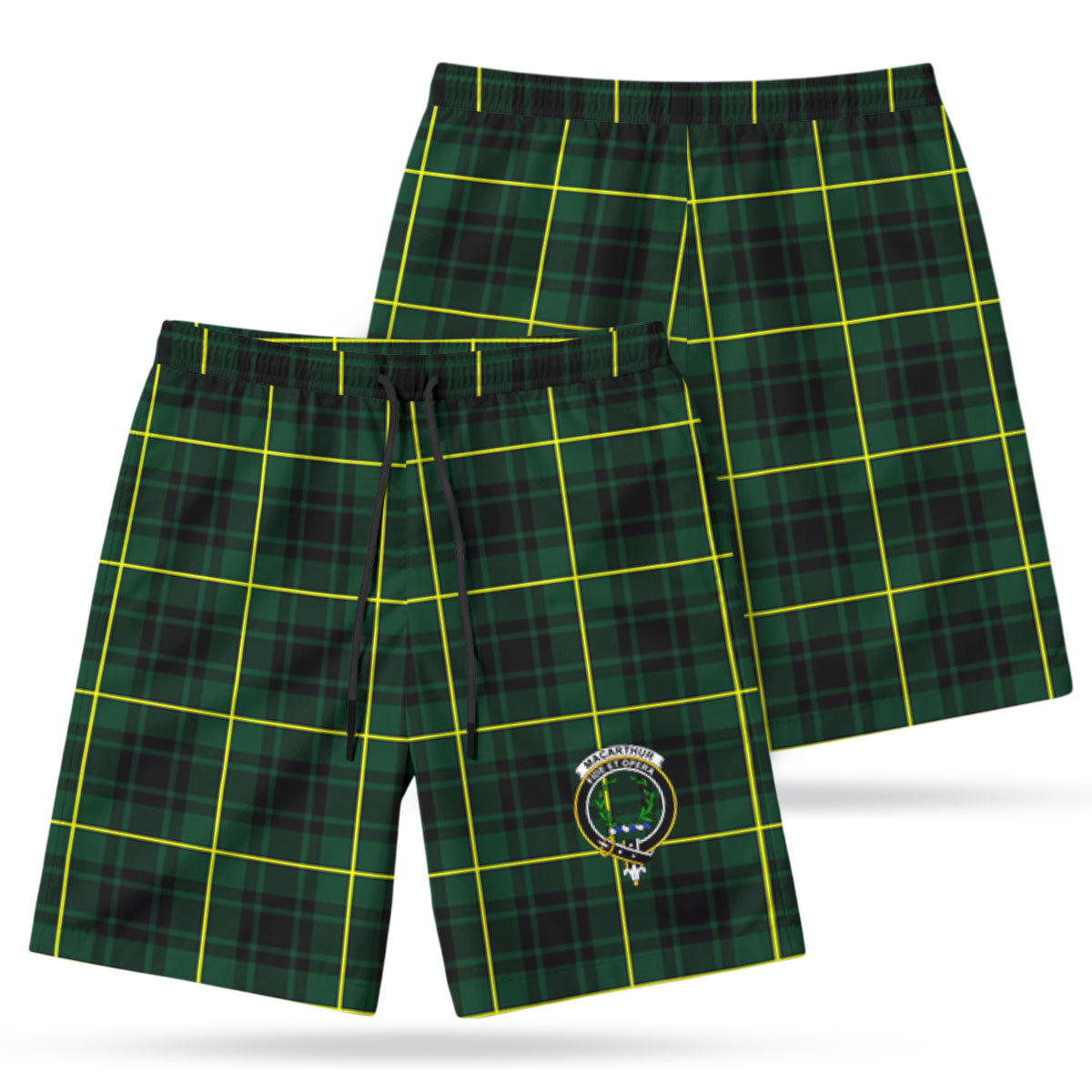 MacArthur Modern Tartan Crest Men's Beach Shorts