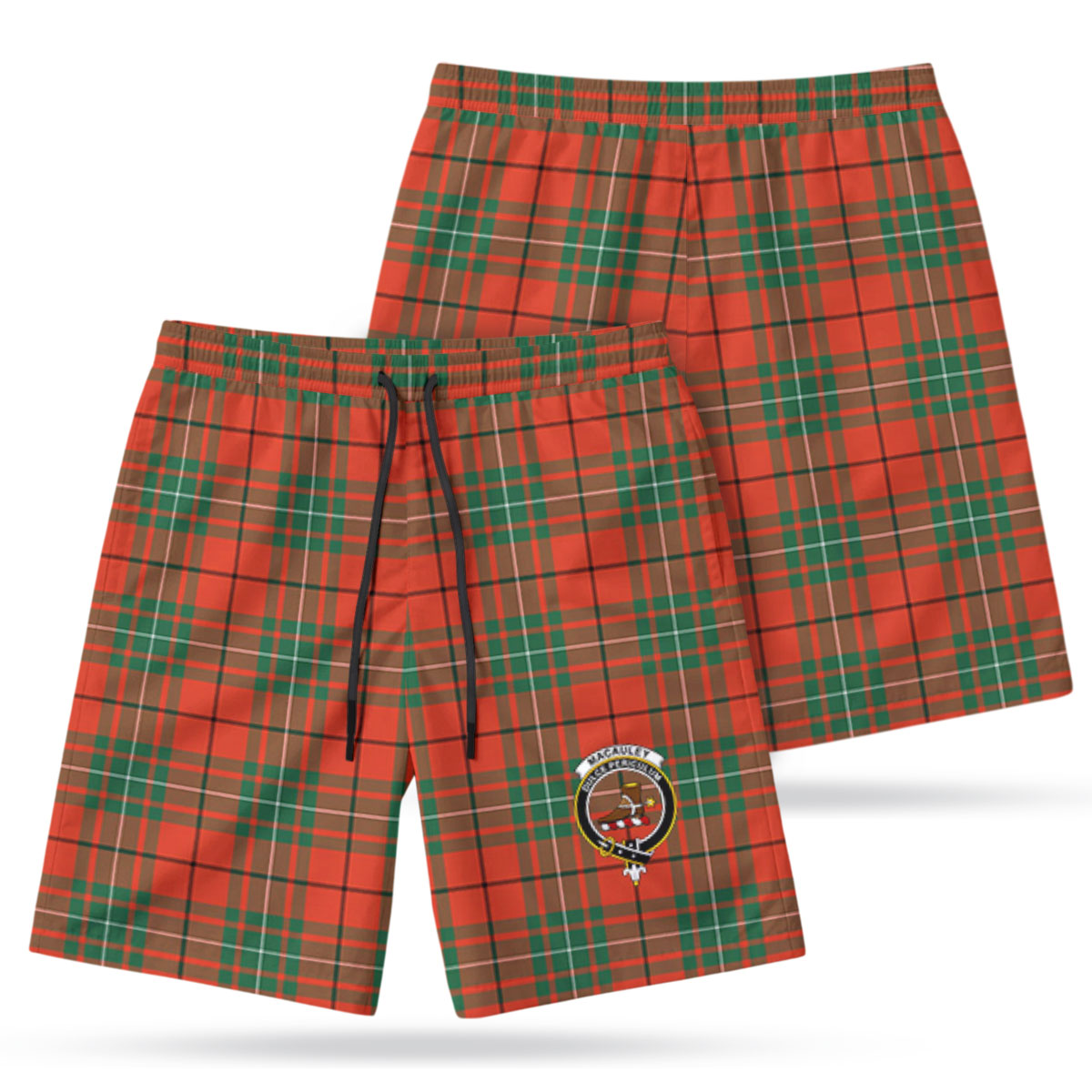 MacAuley Ancient Tartan Crest Men's Beach Shorts