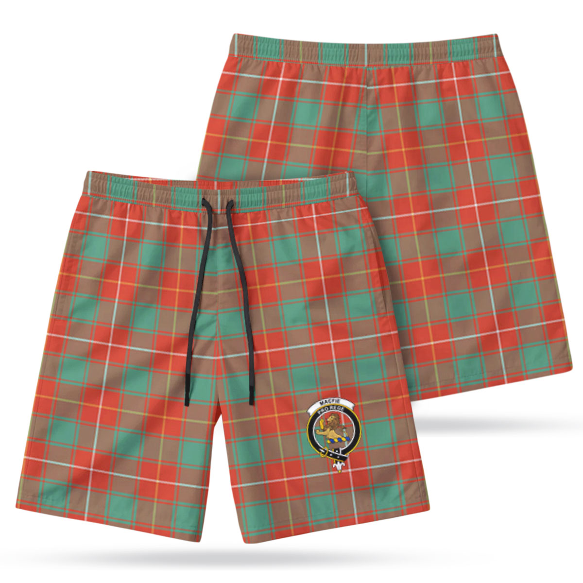 MacFie Ancient Tartan Crest Men's Beach Shorts