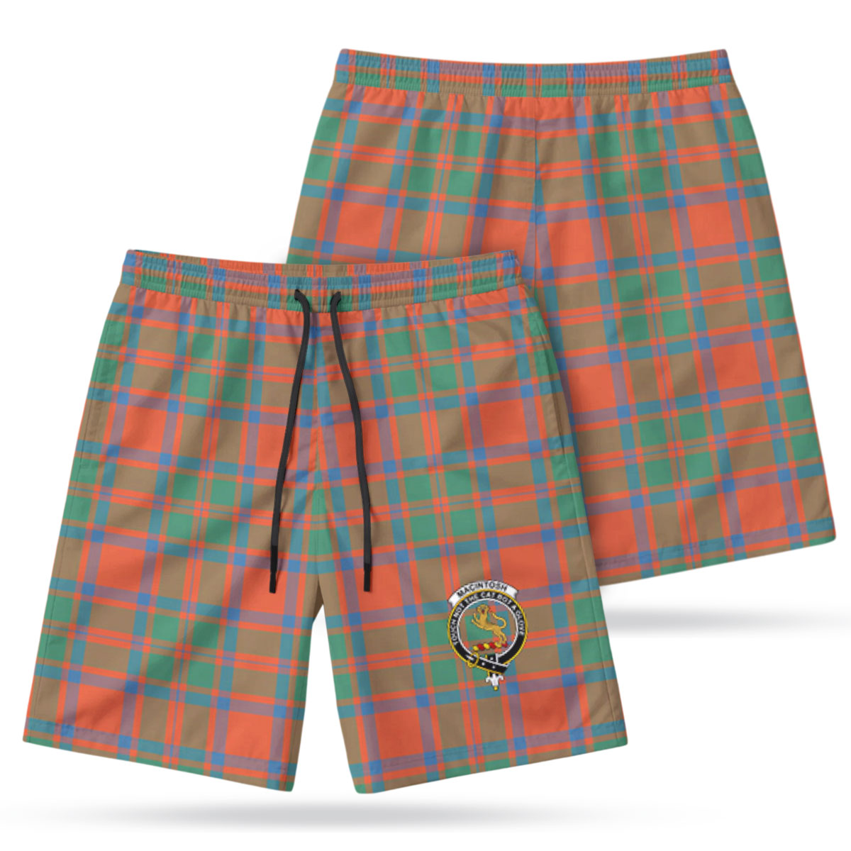 MacIntosh Ancient Tartan Crest Men's Beach Shorts
