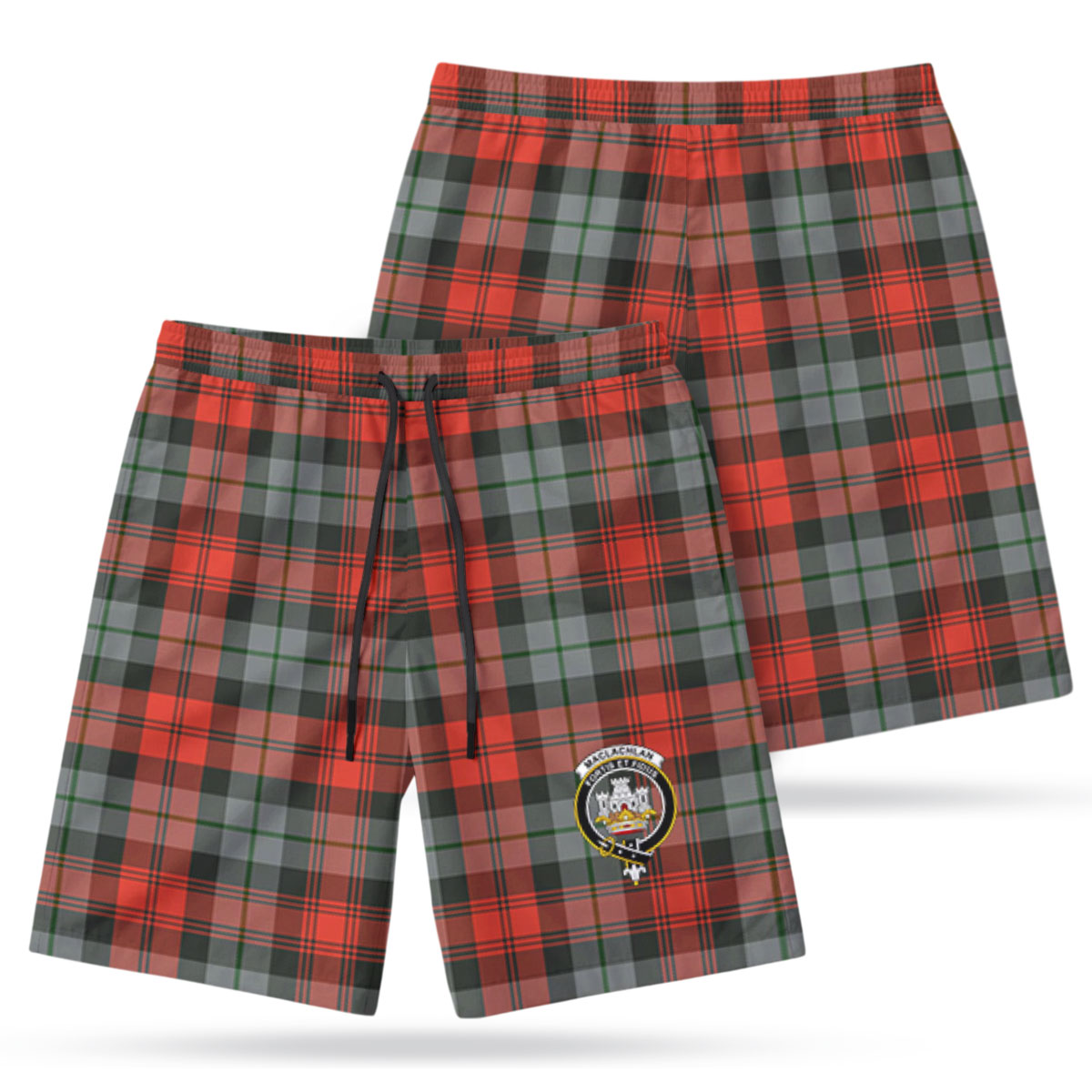 MacLachlan Weathered Tartan Crest Men's Beach Shorts