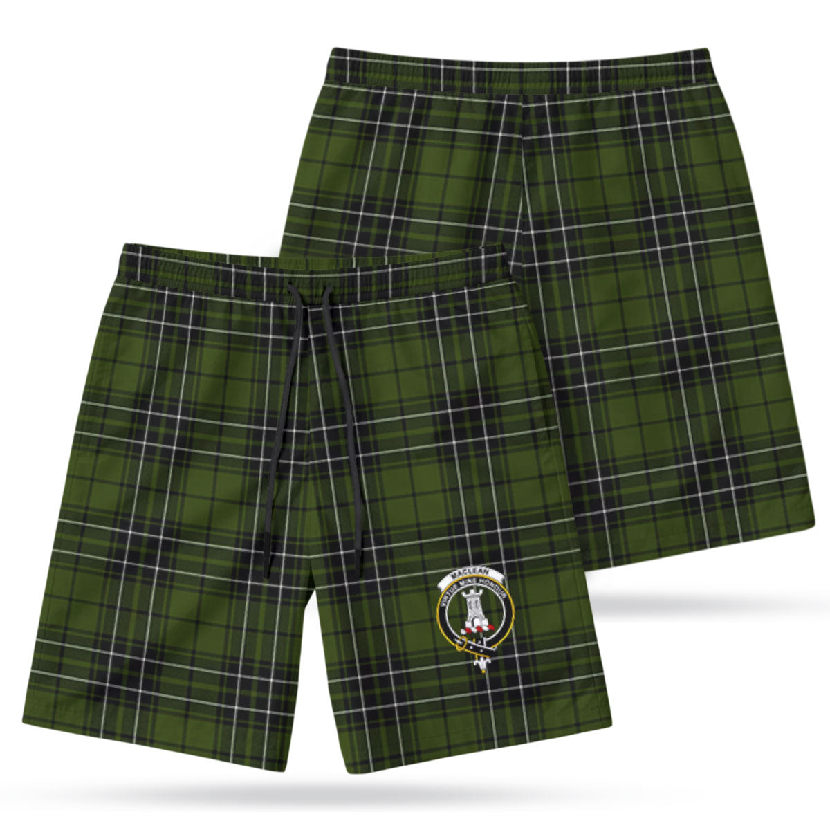 MacLean Hunting Tartan Crest Men's Beach Shorts