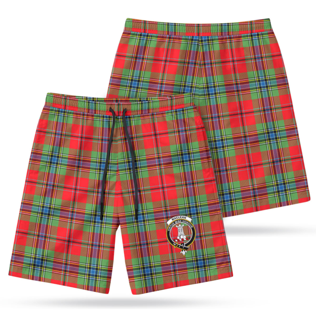 MacLean of Duart Modern Tartan Crest Men's Beach Shorts