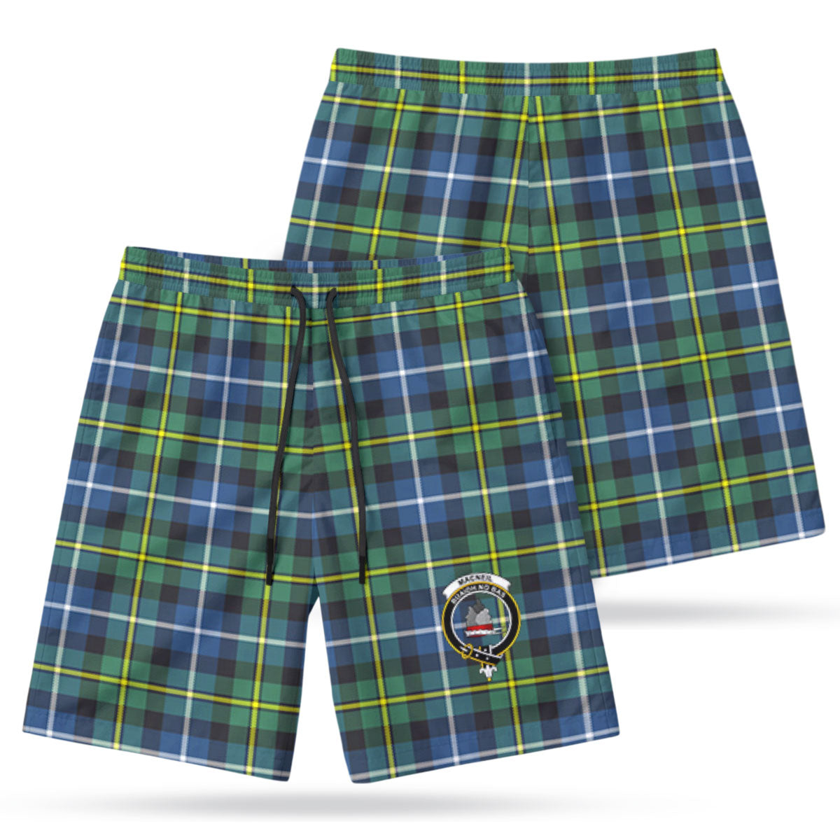 MacNeil of Barra Ancient Tartan Crest Men's Beach Shorts