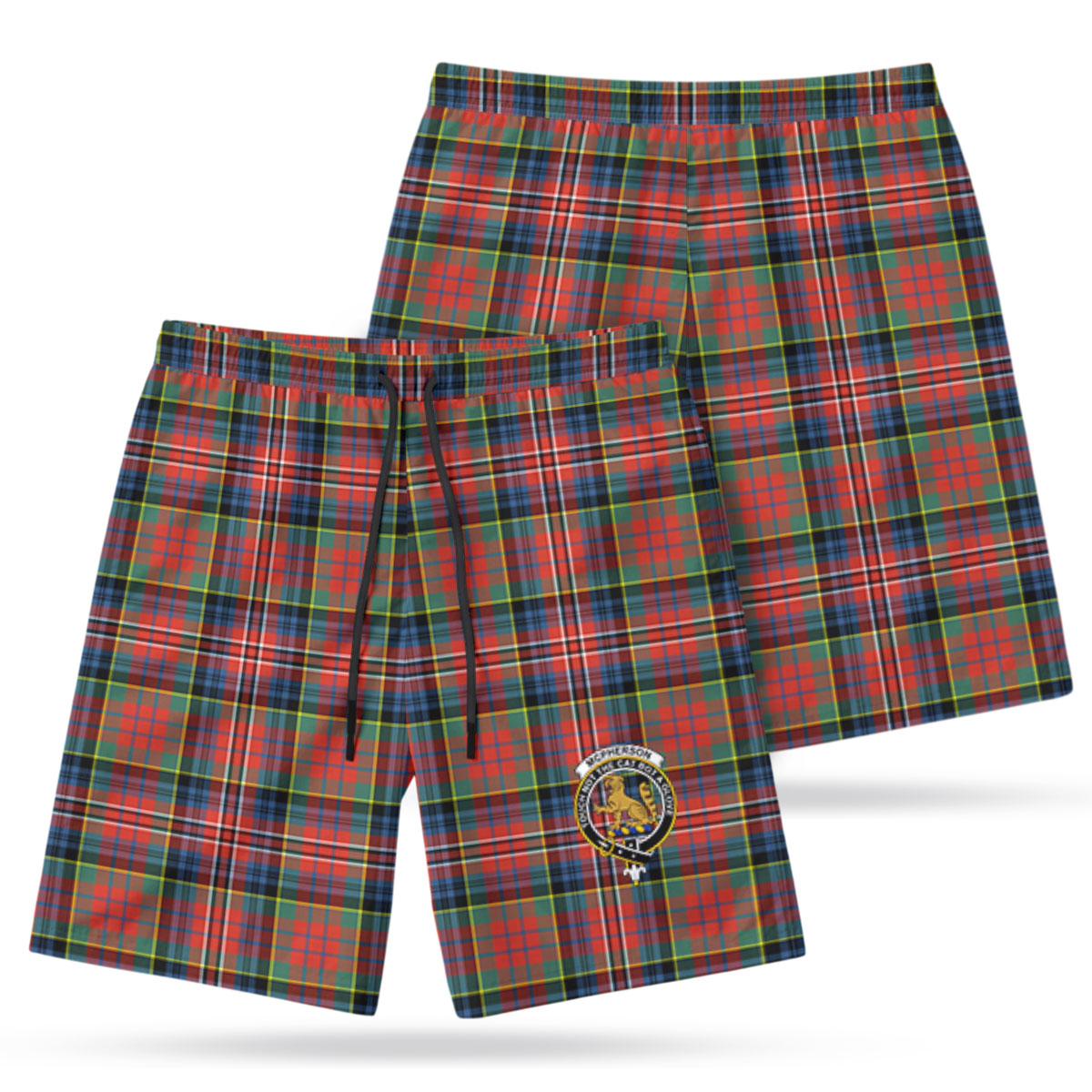 McPherson Ancient Tartan Crest Men's Beach Shorts