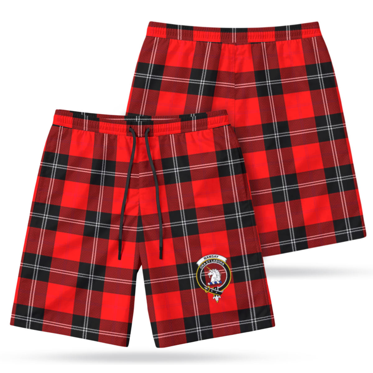 Ramsay Modern Tartan Crest Men's Beach Shorts