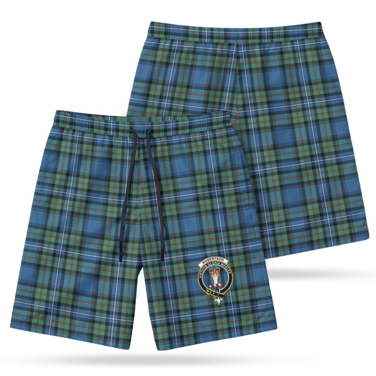 Robertson Hunting Ancient Tartan Crest Men's Beach Shorts