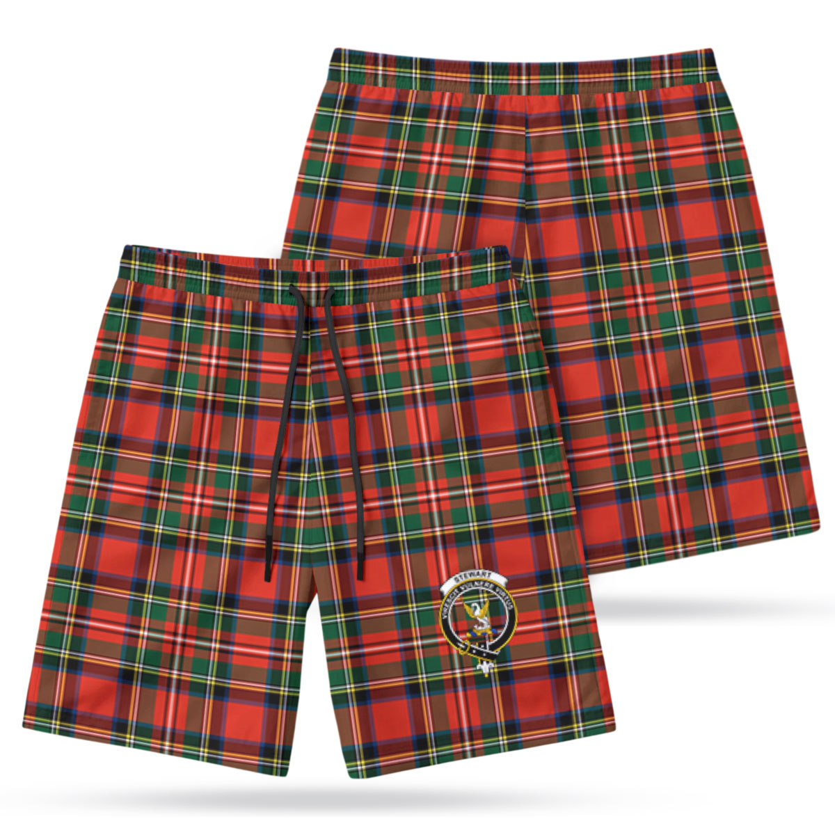 Stewart Royal Modern Tartan Crest Men's Beach Shorts
