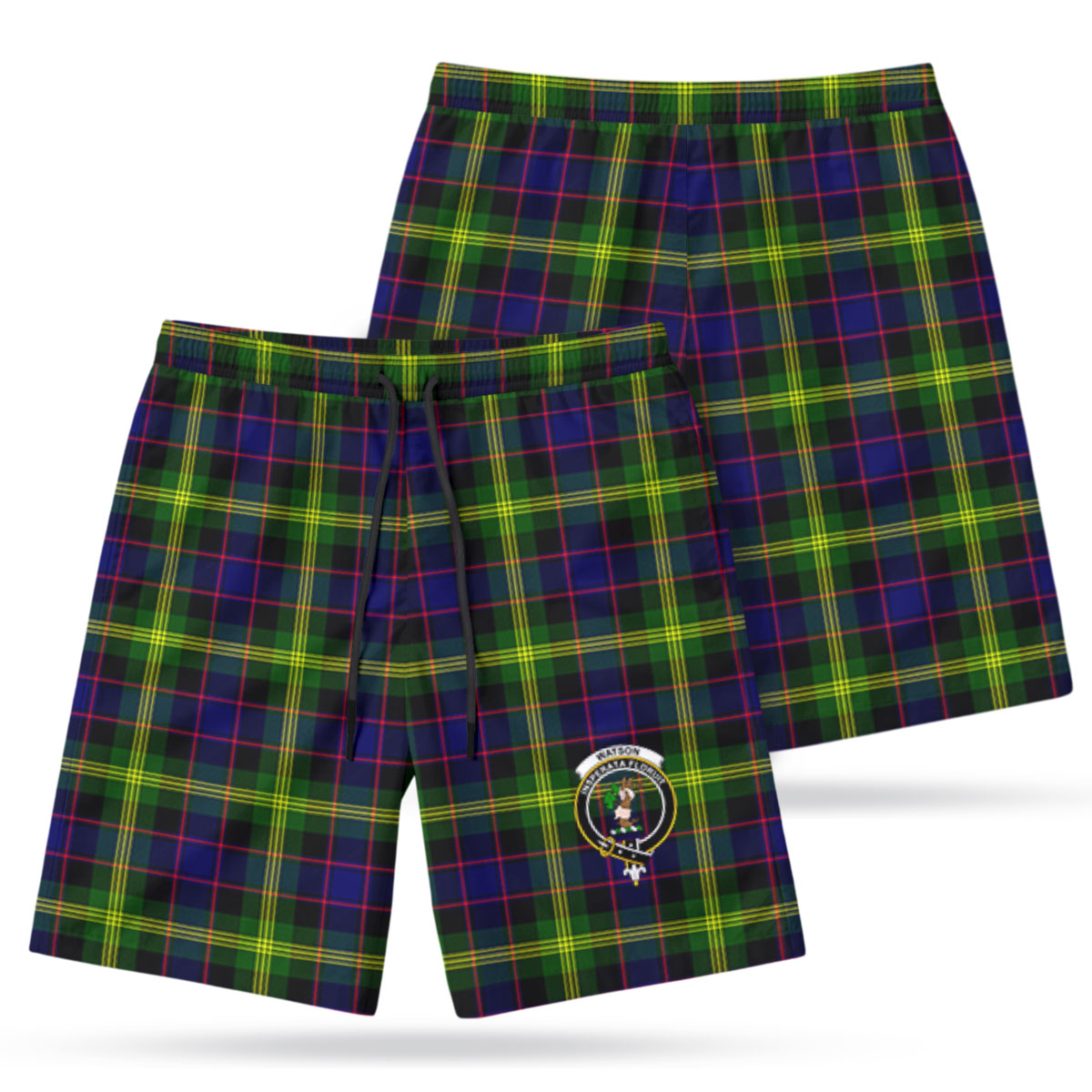 Watson Modern Tartan Crest Men's Beach Shorts