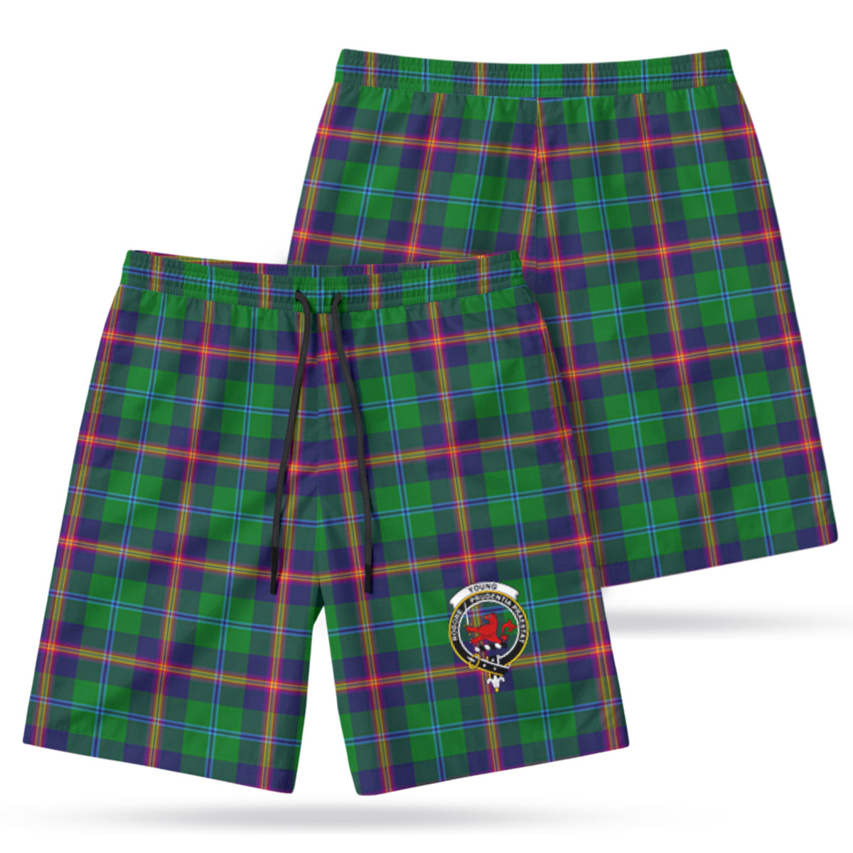 Young Modern Tartan Crest Men's Beach Shorts