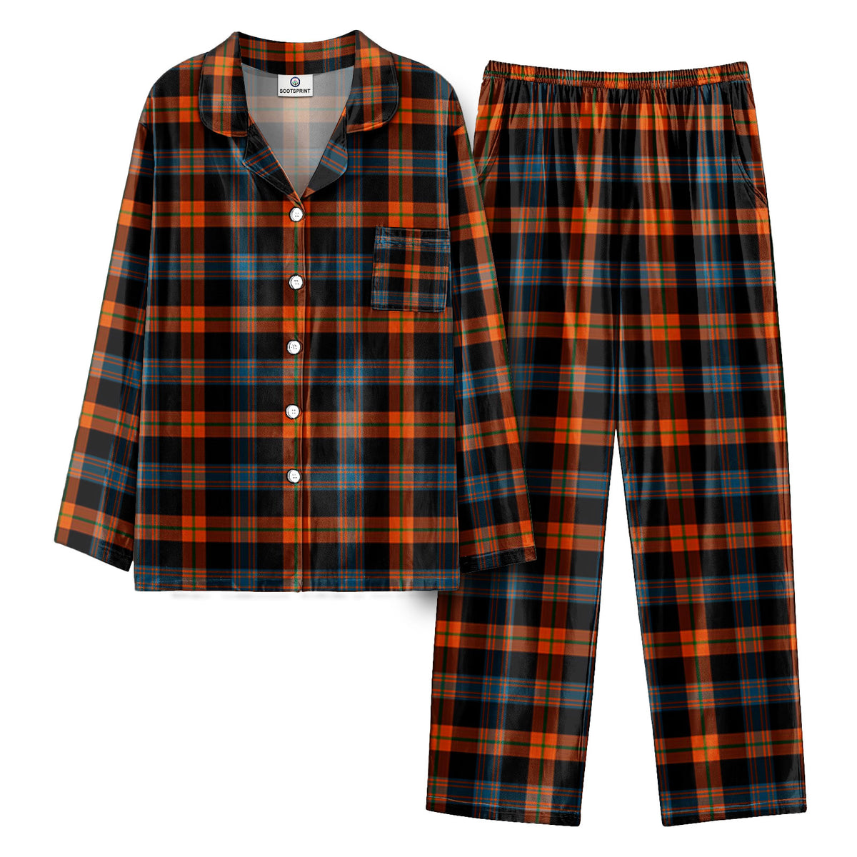 Brown Ancient Tartan Pajama Set