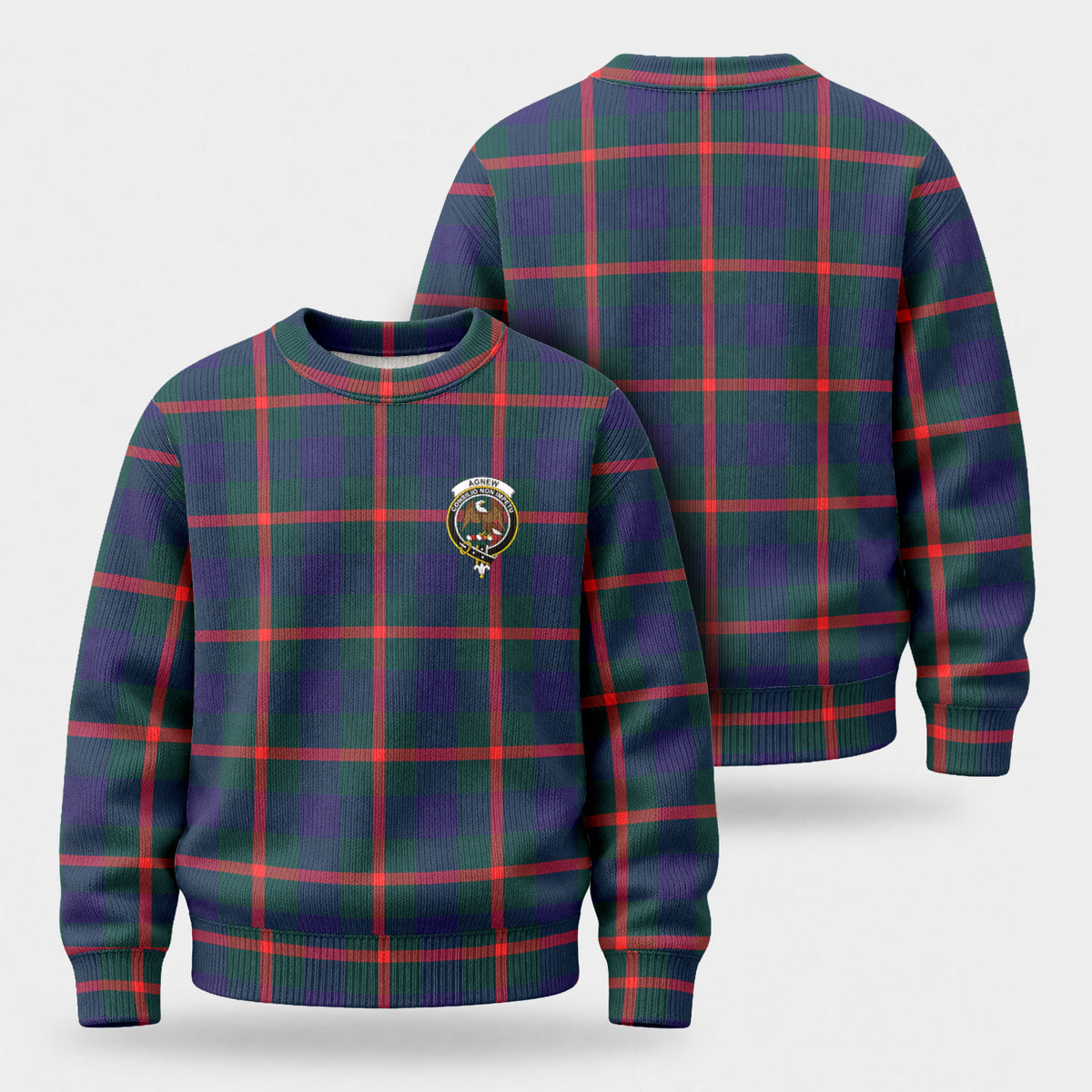Agnew Modern Tartan Crest Sweater