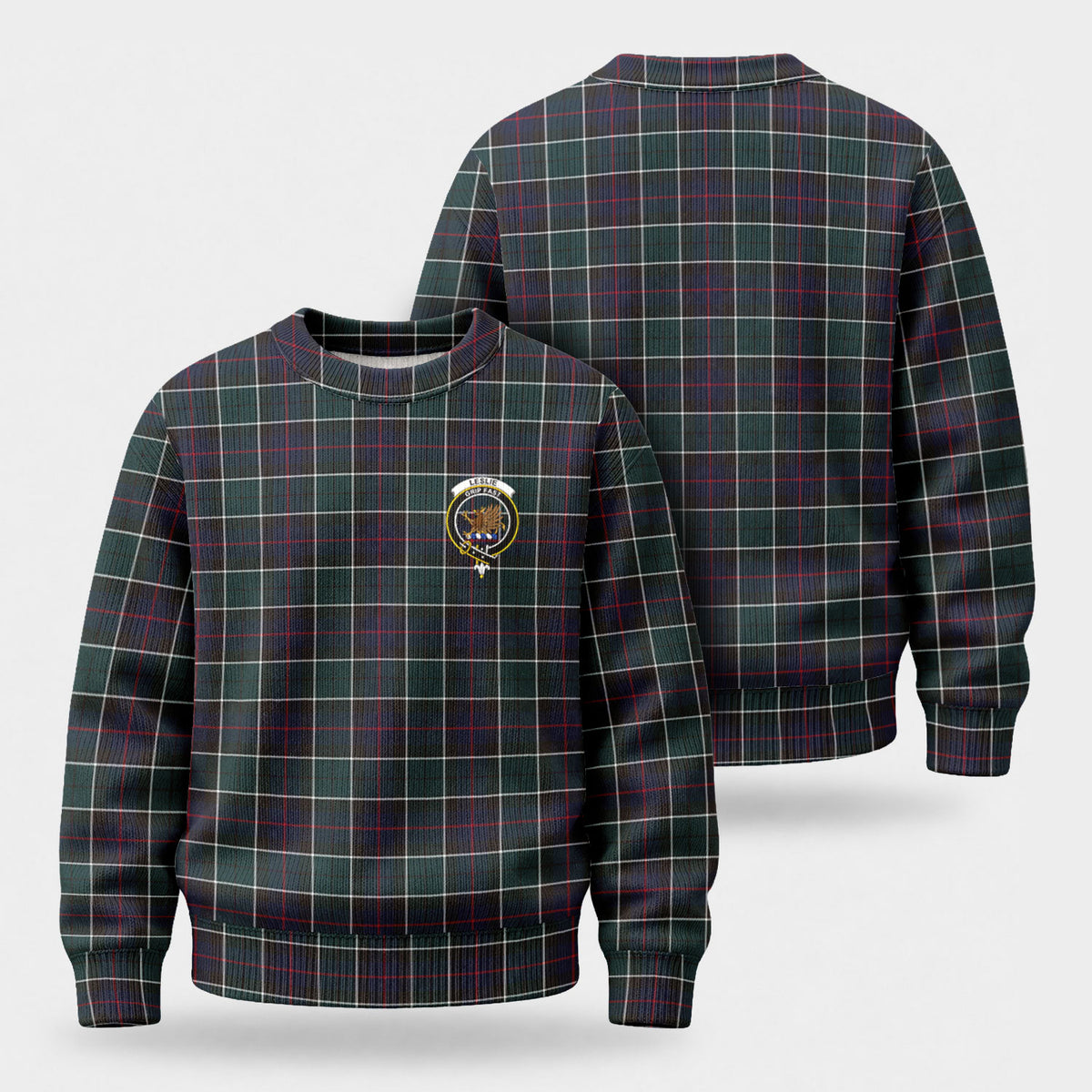 Leslie Hunting Modern Tartan Crest Sweater