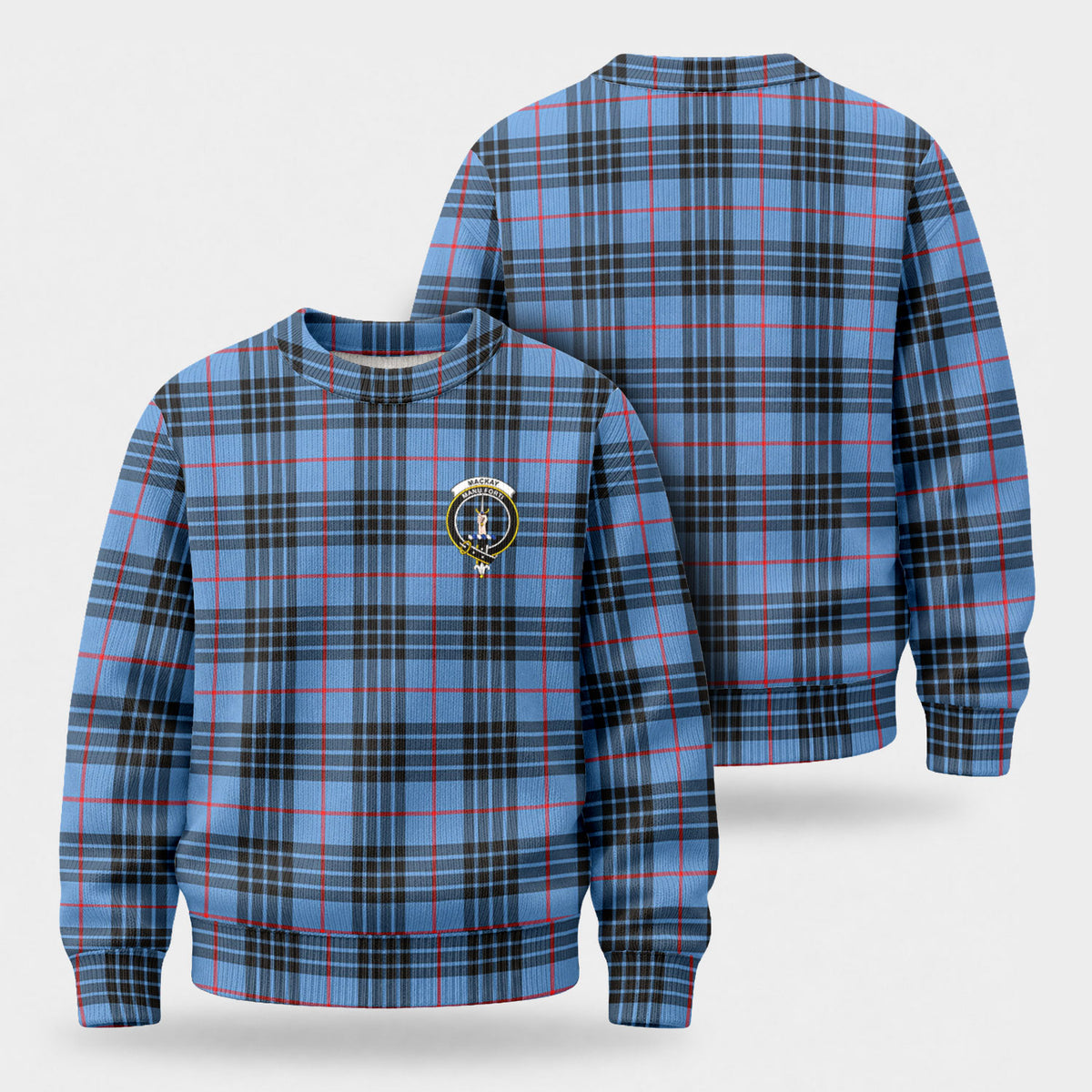 MacKay Blue Tartan Crest Sweater