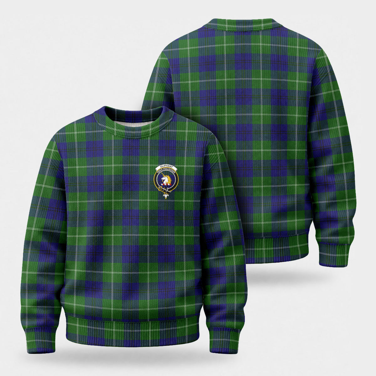 Oliphant Modern Tartan Crest Sweater