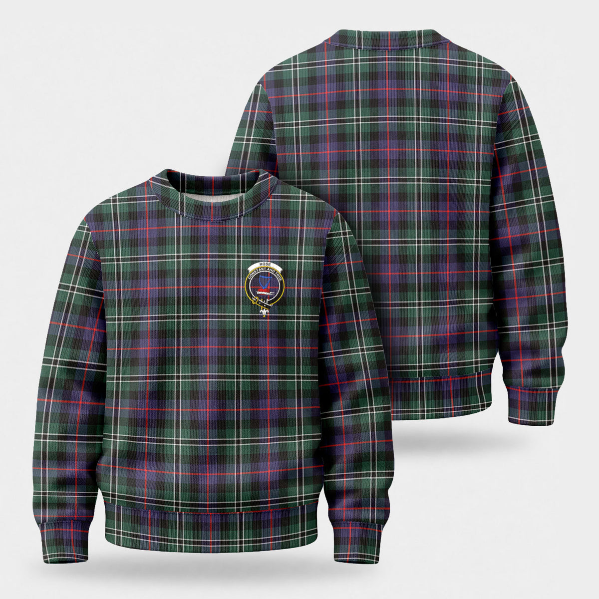 Rose Hunting Modern Tartan Crest Sweater