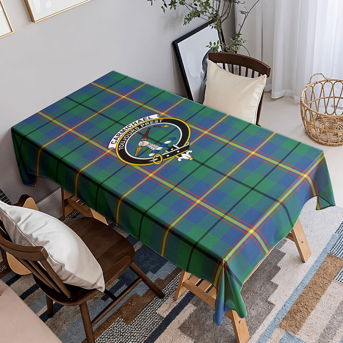 Carmichael Ancient Tartan Crest Tablecloth