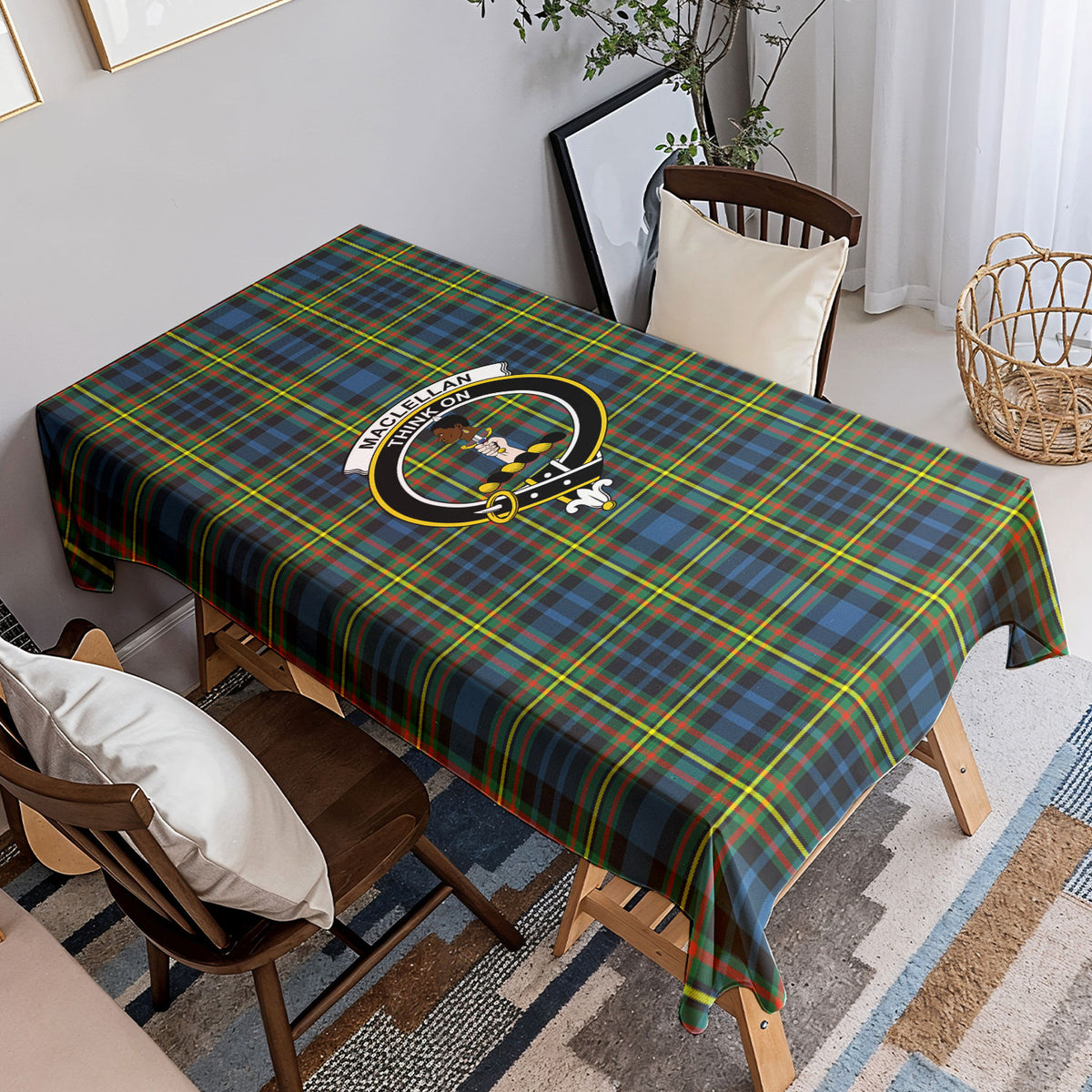 MacLellan Ancient Tartan Crest Tablecloth