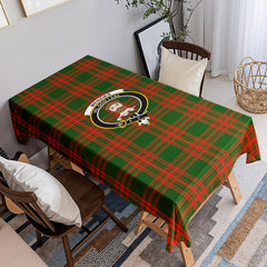 Menzies Green Modern Tartan Crest Tablecloth