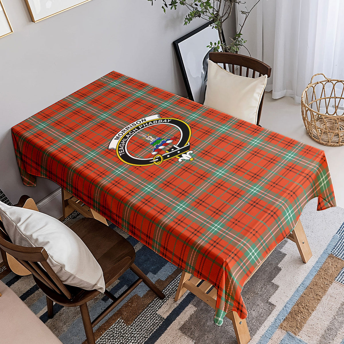 Morrison Red Ancient Tartan Crest Tablecloth