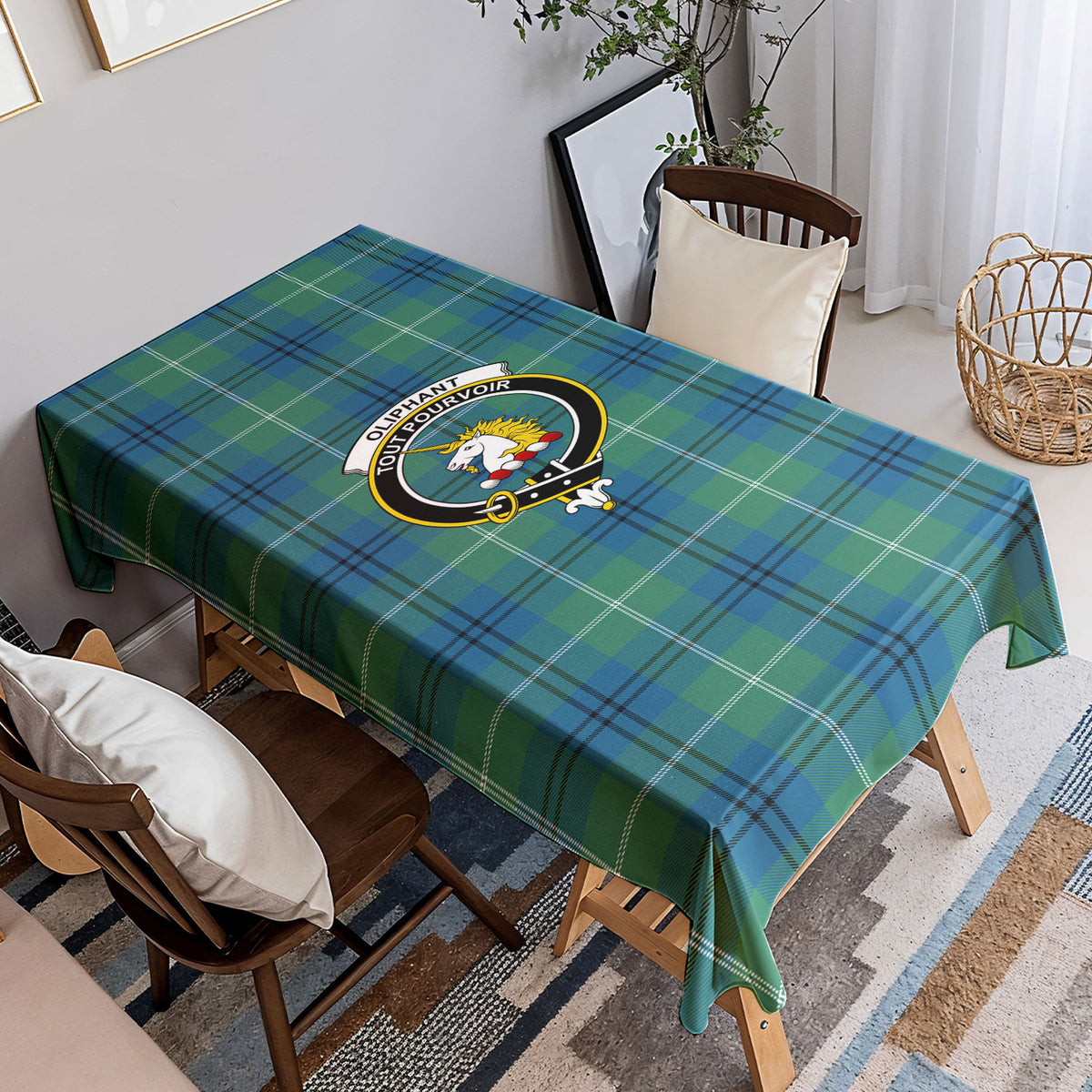 Oliphant Ancient Tartan Crest Tablecloth