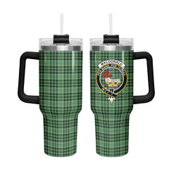 MacDonald Lord of the Isles Hunting Tartan Crest 40 oz Insulated Tumbler with Handle